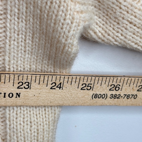 VTG 90s Wool Fisherman Sweater Men XL 1/4 Zip Ivory Cable Knit Preppy Cottage - Picture 7 of 9